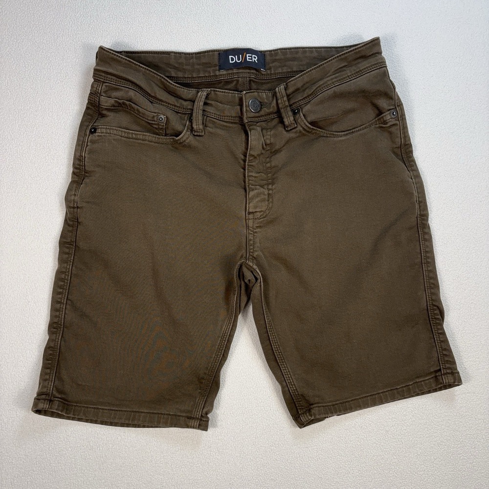 DU/ER No Sweat Shorts Men's 32x8 Green Slim Fit Nature2X Stretch Comfort Outdoor